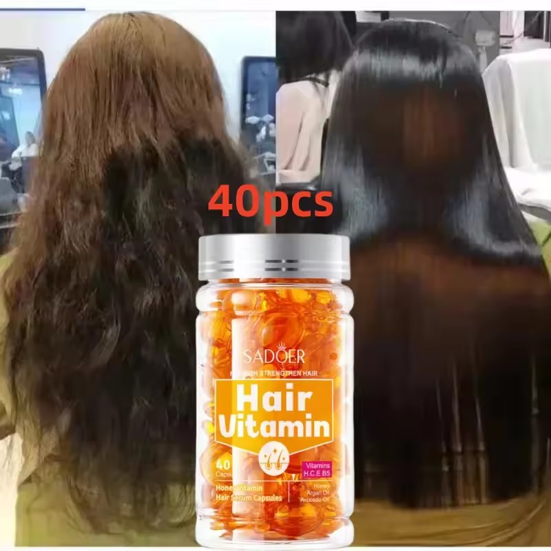 Hair Care Vitamin E - 40 قطعة زيت كبسولة فيتامين الشعر